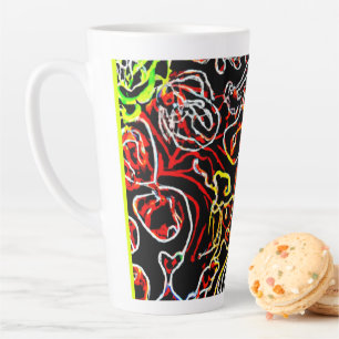 Stylish and Colourful Neon Patterns Shape Latte Mug