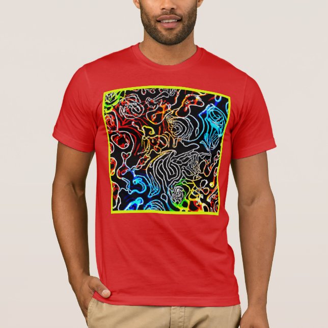 Stylish and Colourful Neon Patterns Shape T-Shirt (Front)