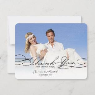 Stylish And Elegant Script Photo Simple Wedding Thank You Card