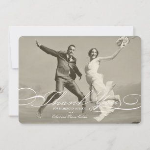 Stylish And Elegant Script Photo Simple Wedding Thank You Card