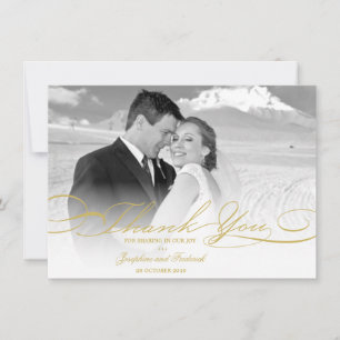 Stylish And Elegant Script Photo Simple Wedding Thank You Card