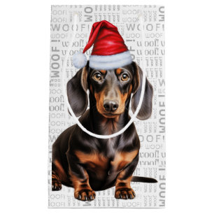 Stylish and Funny Dachshund Lover Christmas Small Gift Bag