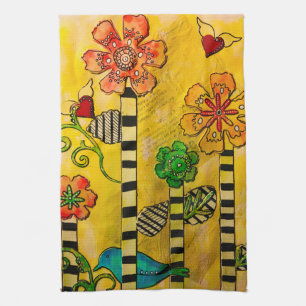Stylish and Trendy Bird an Flowers Kitchen Towel