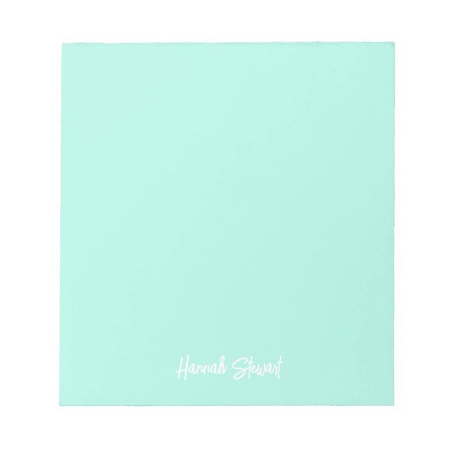 Stylish and Trendy Mint Green Minimalist Girly Notepad (Front)