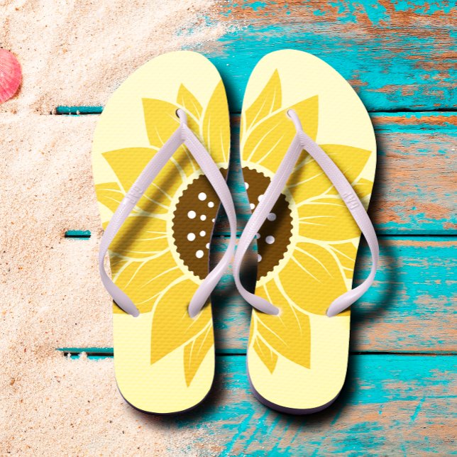 Stylish and Vibrant Sunflower Cute Yellow Flip Flops (Creator Uploaded)
