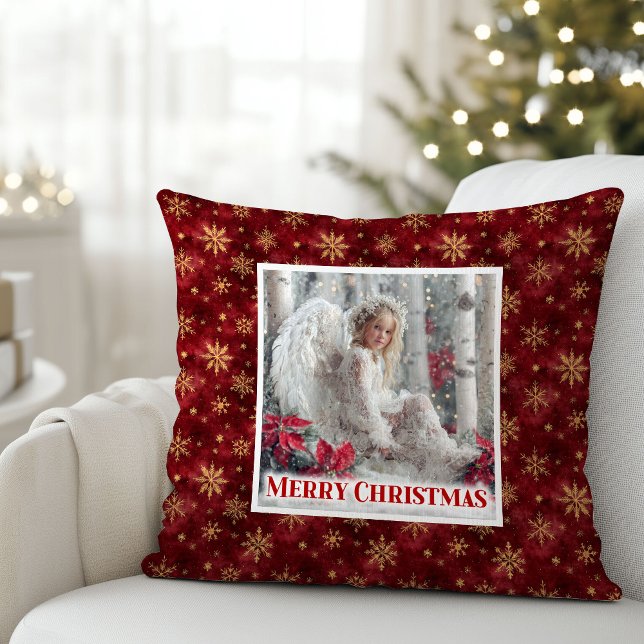 Stylish Angel Red Gold Custom Name Personalized  Throw Pillow (Stylish Angel Red Gold Custom Name Personalized Christmas Pillow

)