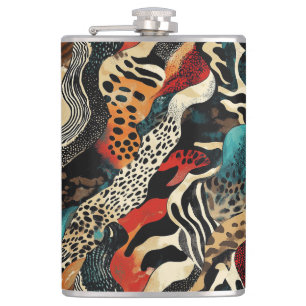 Stylish Animal Print Fusion Design  Hip Flask