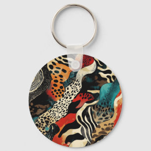 Stylish Animal Print Fusion Design  Keychain