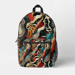 Stylish Animal Print Fusion Design Printed Backpack