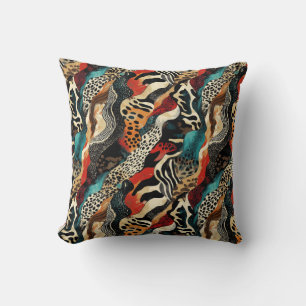 Stylish Animal Print Fusion Design Throw Pillow