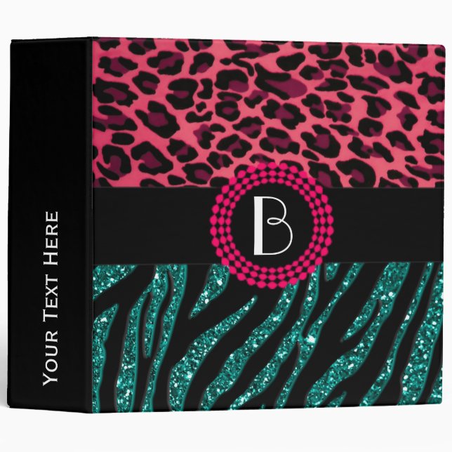 Stylish Animal Prints Zebra and Leopard Patterns Binder (Front/Spine)