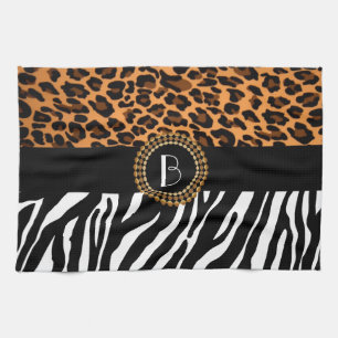Stylish Animal Prints Zebra and Leopard Patterns Kitchen Towel
