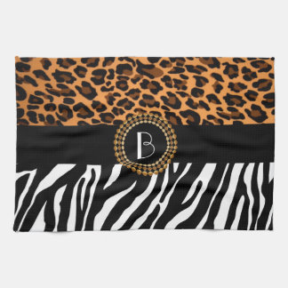 Stylish Animal Prints Zebra and Leopard Patterns Kitchen Towel