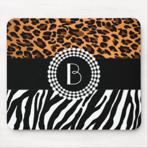 Stylish Animal Prints Zebra and Leopard Patterns Mouse Pad