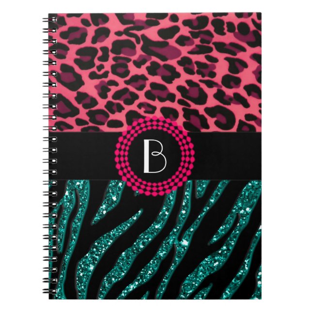 Stylish Animal Prints Zebra and Leopard Patterns Notebook (Front)