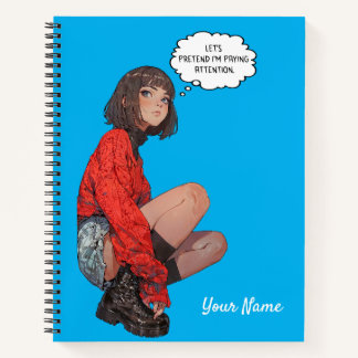 Stylish Anime Girl in Red Sweater – Modern Digital Notebook