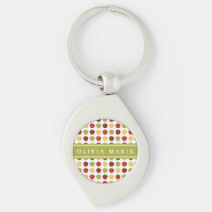 Stylish Apple Pattern with Personalized Name Keychain