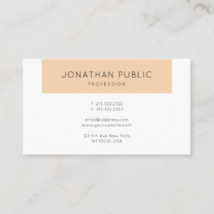 Stylish Apricot Color Modern Minimalist Plain Business Card
