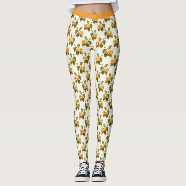 Stylish Apricot Fruit Blossom Orange Yoga Pants (Front)