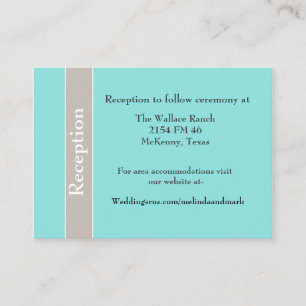 Stylish Aqua Blue and Taupe Wedding Enclosure Card