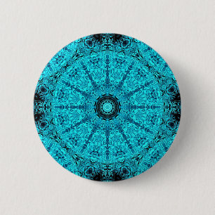 Stylish aqua mandala 2 inch round button