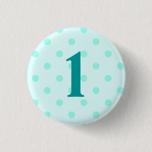 Stylish Aqua Polka Dots Age 1 Inch Round Button