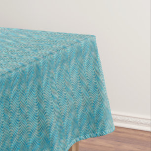 Stylish Aqua Turquoise Blue Waves Art Pattern Tablecloth