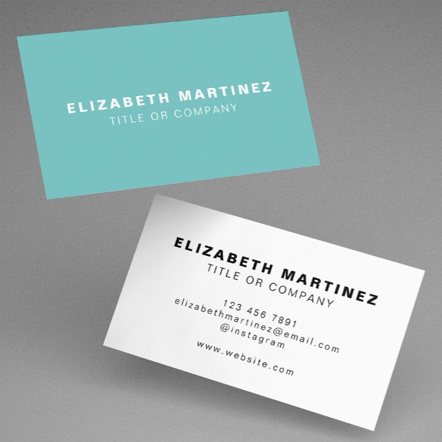 Stylish Aqua Turquoise Front and Back Personalized Business Card (Creator Uploaded)