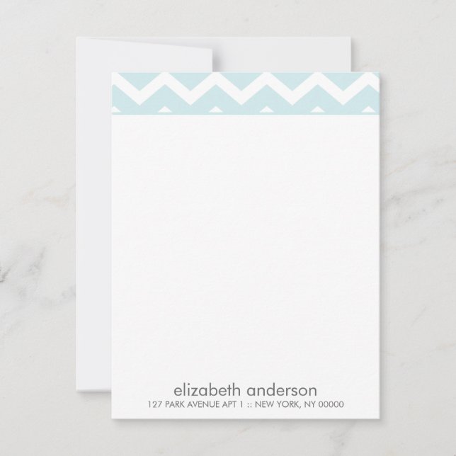 Stylish Aqua Zig Zag Chevron Pattern Note Cards (Front)