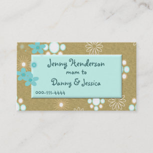 Stylish Aquamarine and Tan Mommy calling card