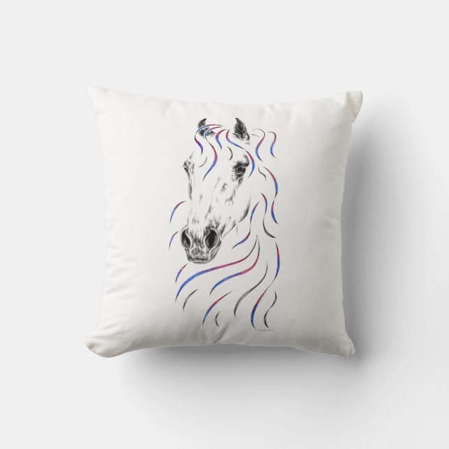 Stylish Arabian Horse Throw Pillow (Front)