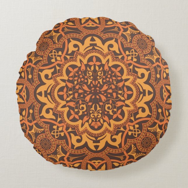 Stylish arabic ornament round pillow (Front)