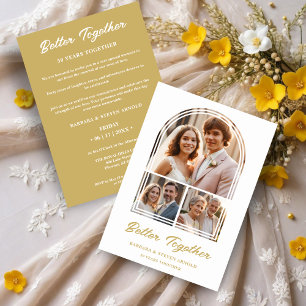 Stylish Arch 3 Photos Elegant Wedding Anniversary Invitation
