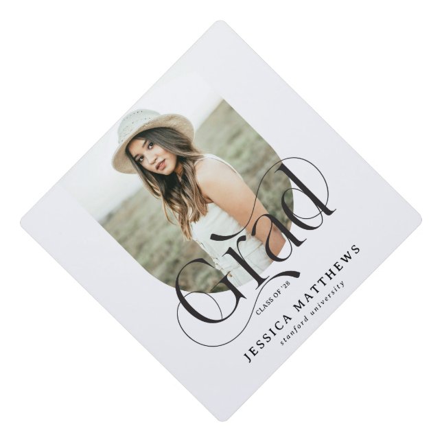 Stylish Arch Photo Graduation Cap Topper (Front)