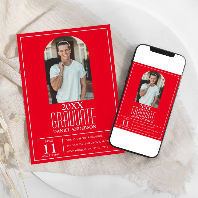 Stylish Arch Photo Graduation Invitation (Créateur téléchargé)