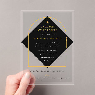 Stylish Arch Tassels Frame Photo Graduate Party Acrylic Invitations