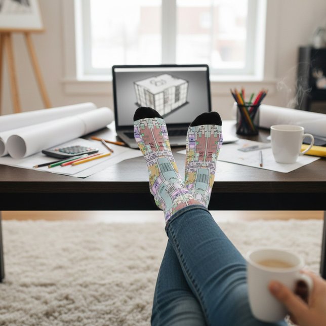 Stylish Architectural Blueprint Socks (Creator Uploaded)