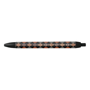 Stylish Argyle Personalized For Him Black Ink Pen