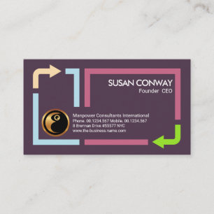 Stylish Arrow Border Frame Manpower Businesswoman Business Card