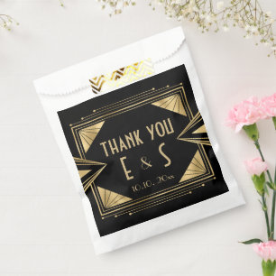 Stylish art deco black and gold wedding hershey®'s favour bag