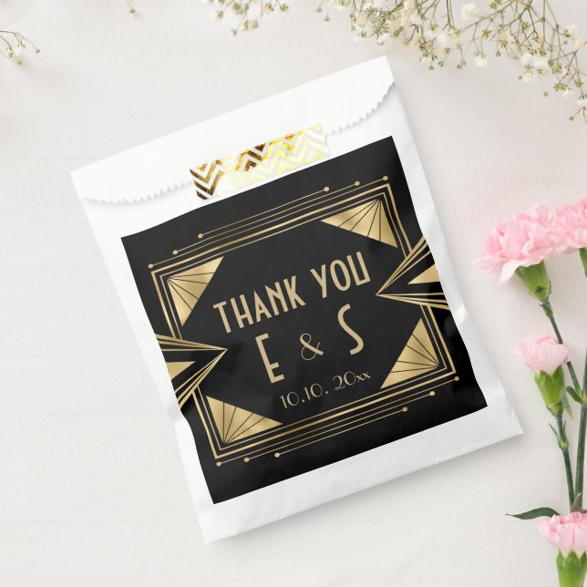 Stylish art deco black and gold wedding hershey®'s favour bag (Sealed)