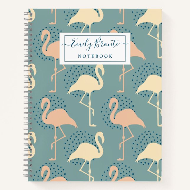 Stylish Art Deco Flamingo pattern Notebook (Front)