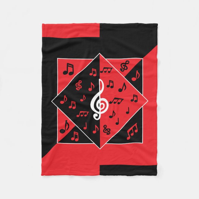 Stylish Art deco style music design Fleece Blanket (Front)