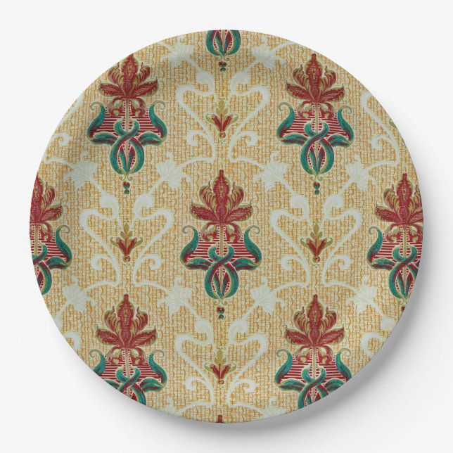 Stylish Art Nouveau Tulip Foliage BBQ Garden Party Paper Plate (Front)