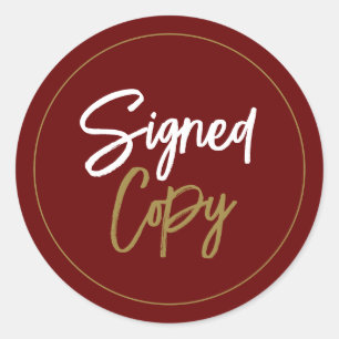 Stylish Author's "Signed Copy" Book Signing Classic Round Sticker