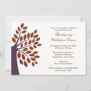 Stylish Autumn Tree Thanksgiving Invitations