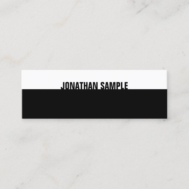 Stylish B&W Modern Elegant Black White Template Mini Business Card (Front)