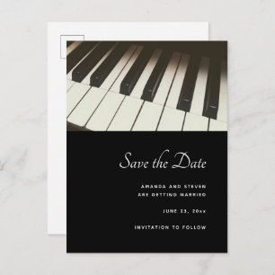 Stylish B&W Piano Keys Photo - Save the Date Invitation Postcard