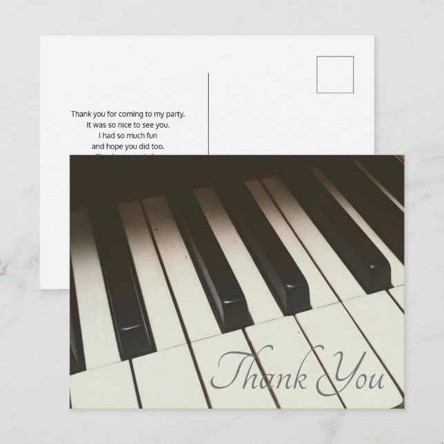 Stylish B&W Piano Keys Photo -  Thank You Postcard (Front/Back)