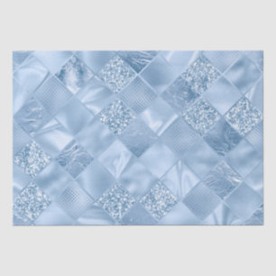 Stylish Baby Blue Glitter and Foil Diamond Tiles Tissue Paper